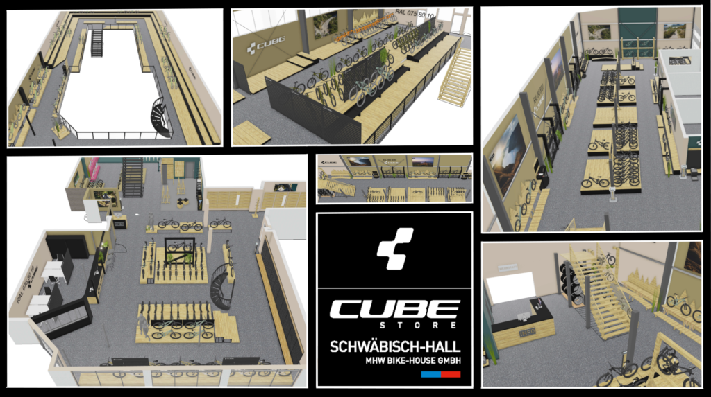 Hier ein kurzer Einblick in unseren Cube Store Entwurf. Cube Shop MHW Bike House Schwäbisch Hall