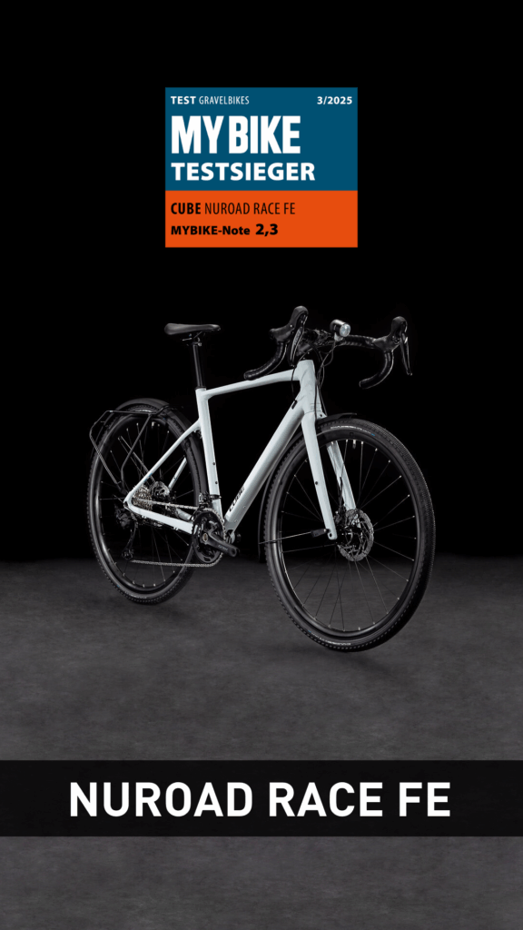 Cube Nuroad Race FE gravel bike - totalmente equipada con el logotipo de ganador de la prueba MYBIKE 2025 Cube Nuroad Race FE gravel bike - totalmente equipada con el logotipo de ganador de la prueba MYBIKE 2025