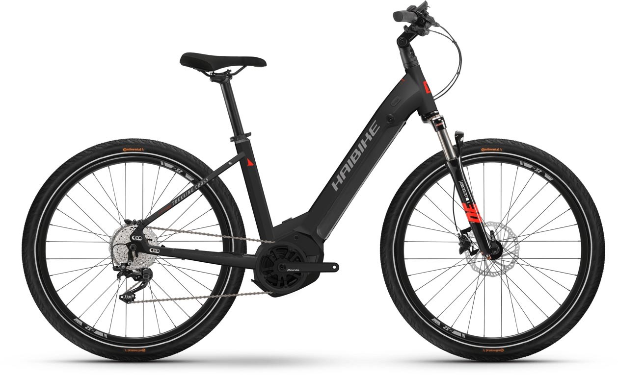 Haibike Trekking 6 Cross Matte Blk Red Reflex 2022 - E-Bike Crossrad Tiefeinsteiger