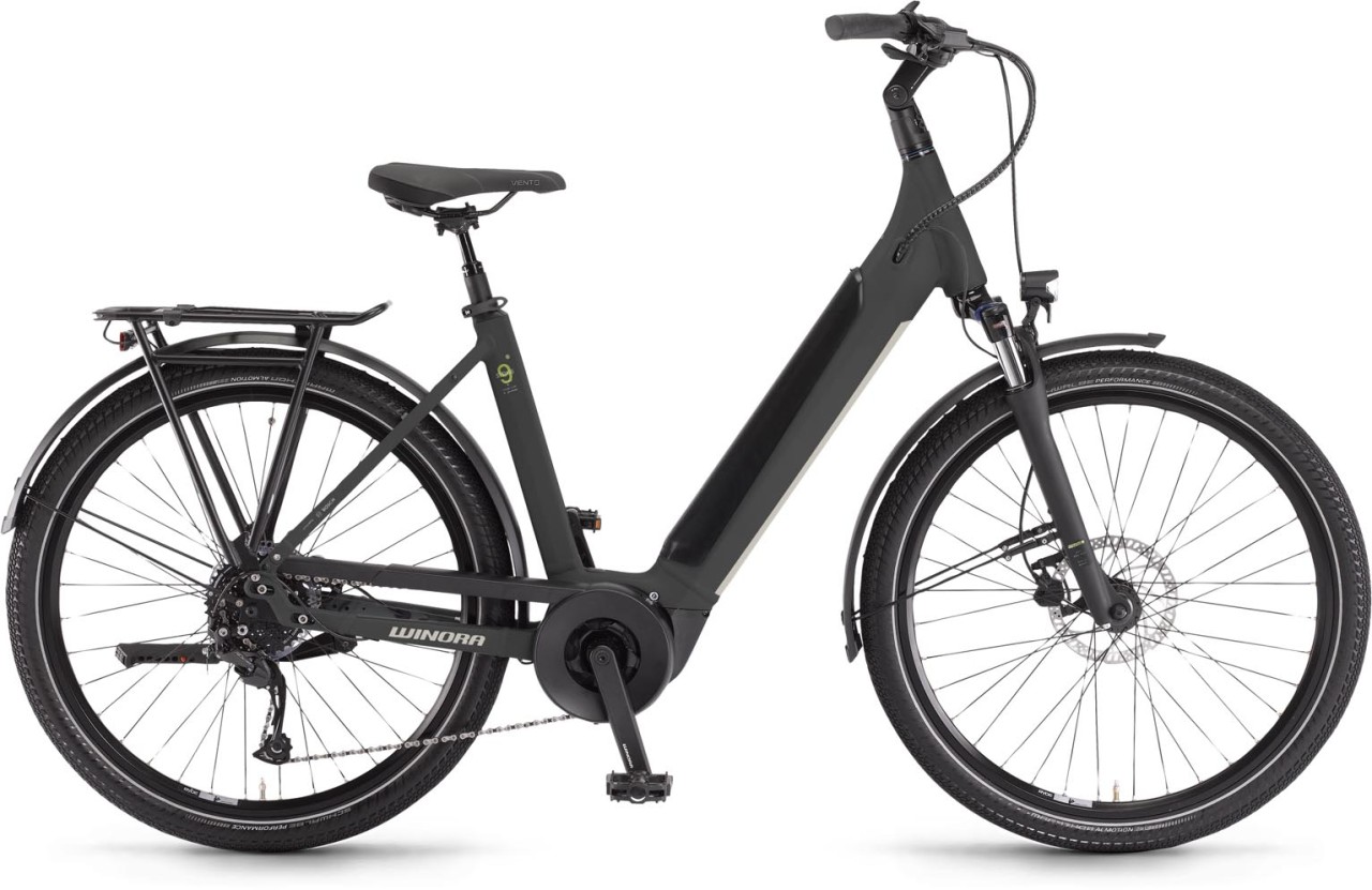 Winora Sinus X9 Black matte 2024 - E-Bike Trekkingrad Tiefeinsteiger