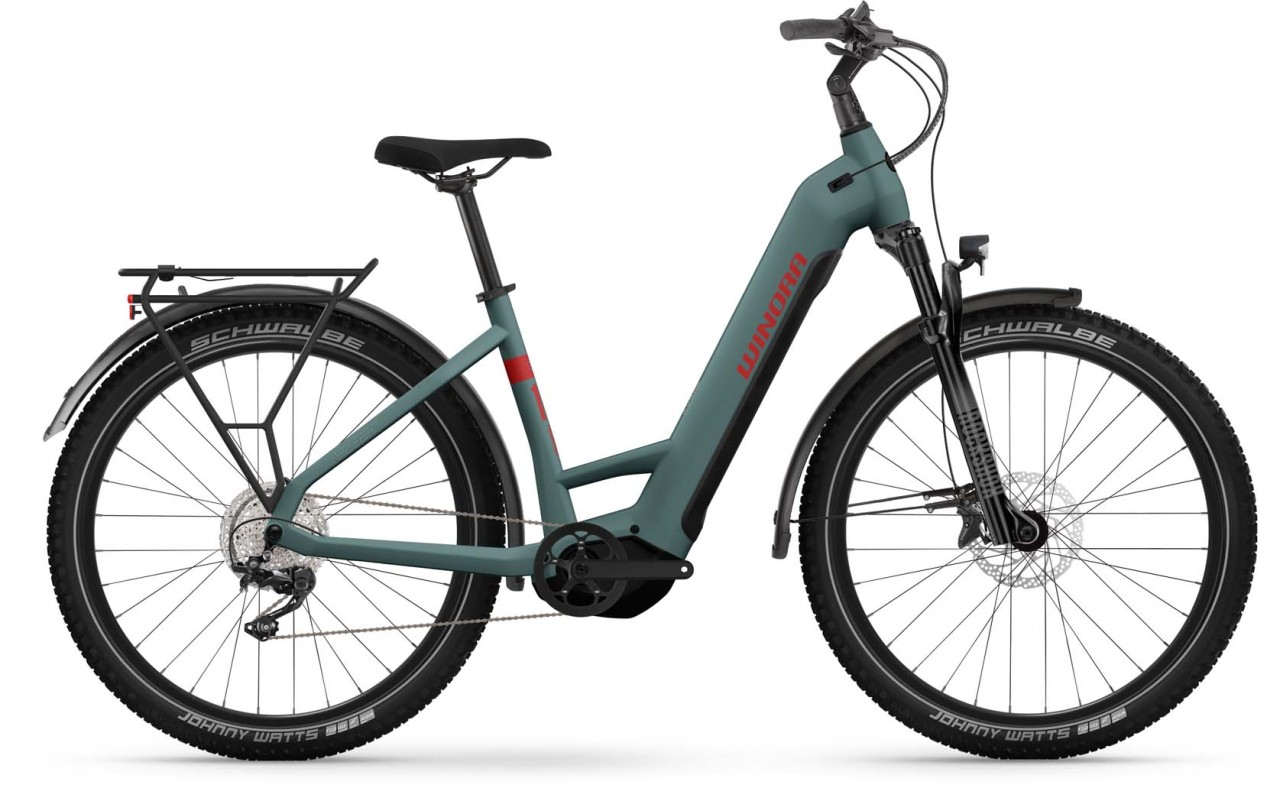 Winora Yucatan X12 metallic stone blue matte 2023 - E-Bike Trekkingrad Tiefeinsteiger