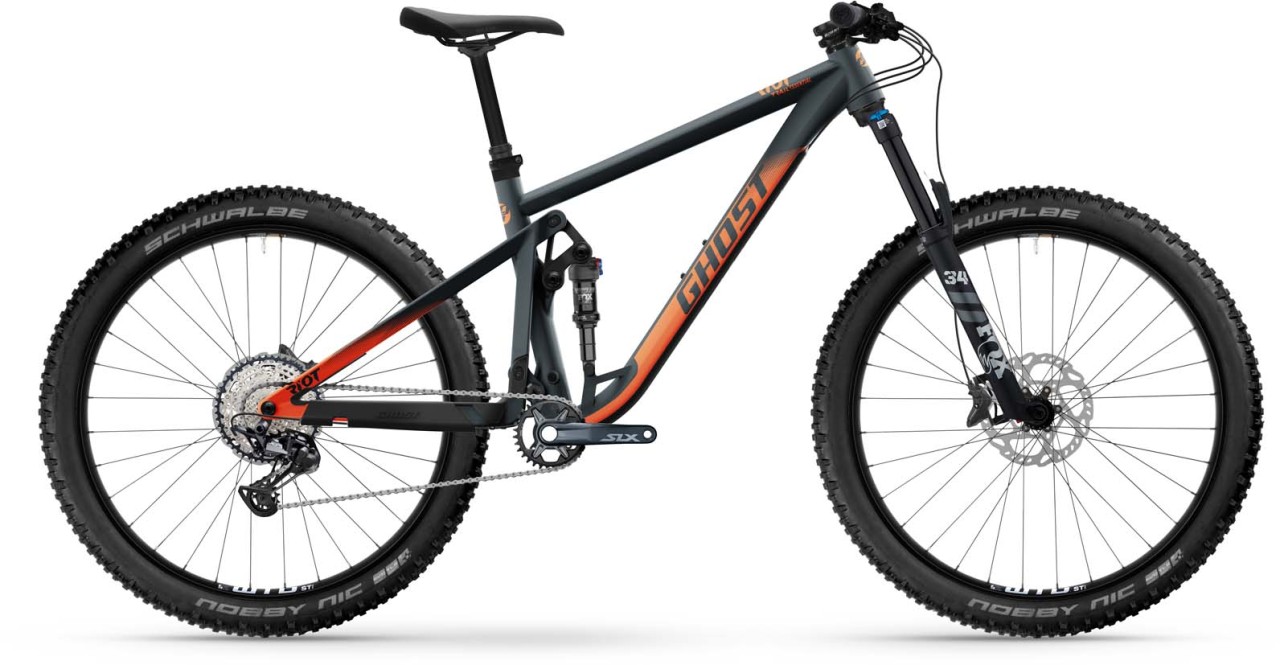Ghost Riot Trail Essential dark grey / rusty orange matt 2023 - Fully Mountainbike - Lackschaden