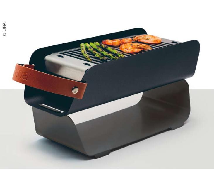 Tischgrill UNA, grau, Holzkohle, L43xB16xH9cm, 2 Grillhöhen