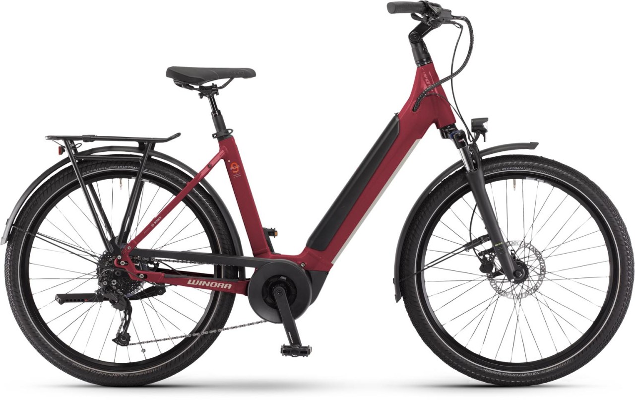 Winora Sinus X9 classic metallic red 2024 - E-Bike Trekkingrad Tiefeinsteiger